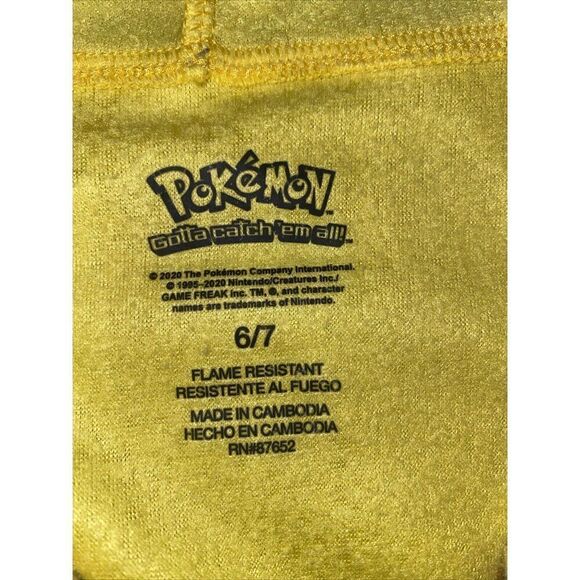 Pokemon Pikachu Boys Hooded Union Suit Pajamas Size 6-7 - Picture 2 of 5